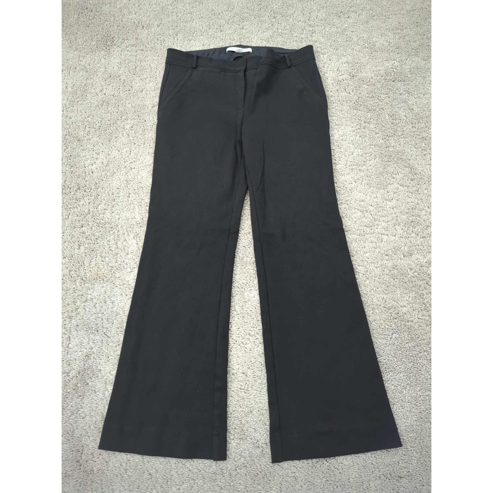 Diane Von Furstenberg Trouser Womens 14 Black Mid Rise Flared SmartCasual Office